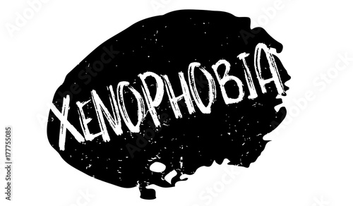 Xenophobia rubber stamp. Grunge design with dust scratches. Effects can be easily removed for a clean, crisp look. Color is easily changed.