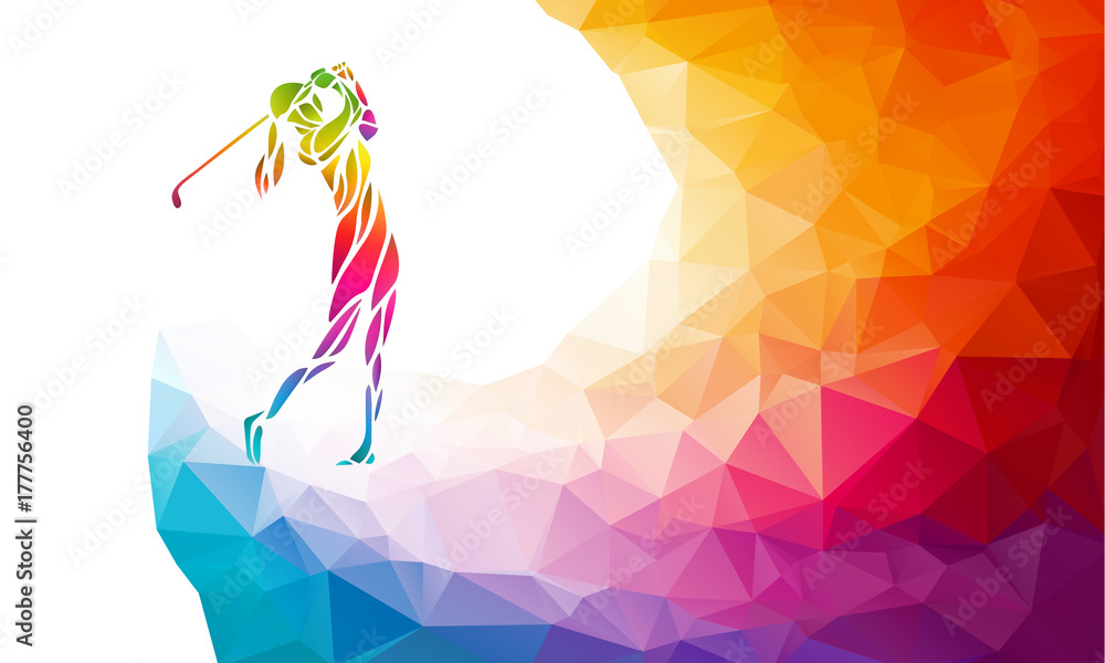 Obraz premium Silhouette of woman golf player. Vector eps10