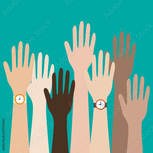 Raised hands vector