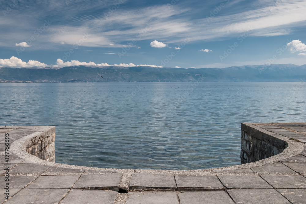 Concrete jetty by Lake Ohrid, Macedonia