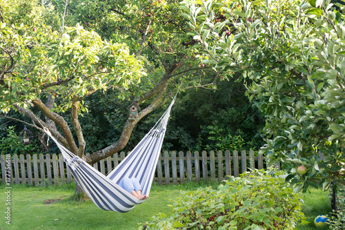 Laydy resting in hammock