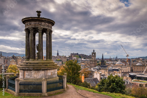 Dugald Stewart Monument on Calton Hill / Calton Hill in central Edinburgh, offers great views of the city skyline and has several iconic monuments