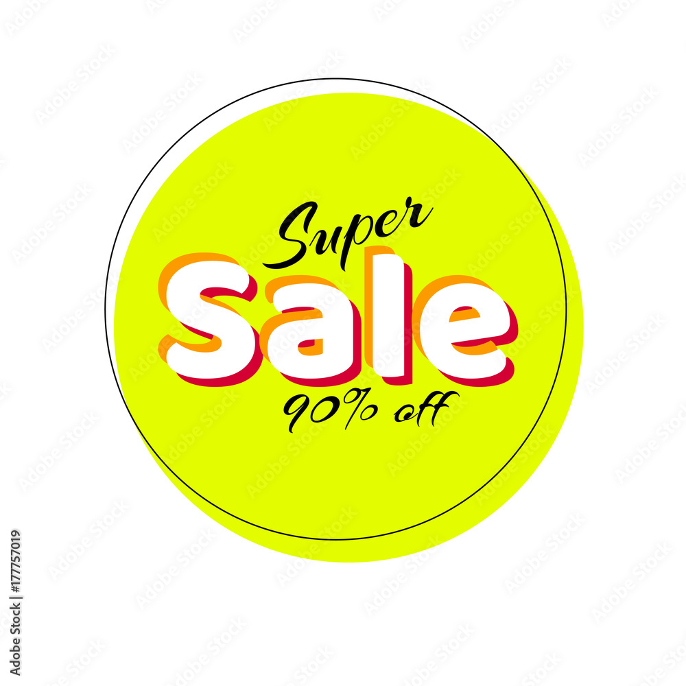 Banner Super Sale 90% off Discount Sticker Vector Banner Super Sale 90% off Discount Sticker Vector