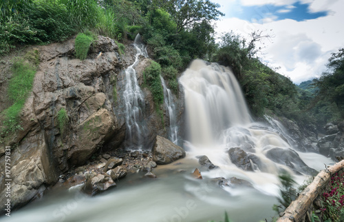Tien Sa waterfall in rain season near Cat Cat Village