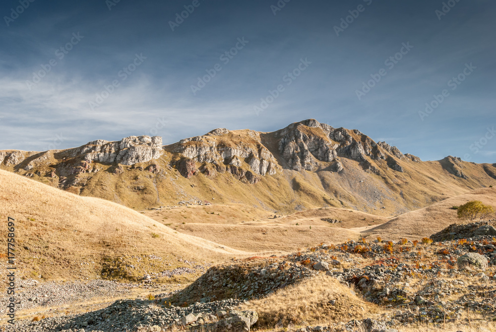 Landscape of Macedonian mountains on sunny day