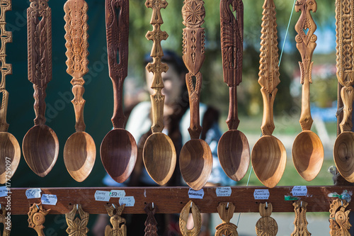 Traditional carved wooden spoons.