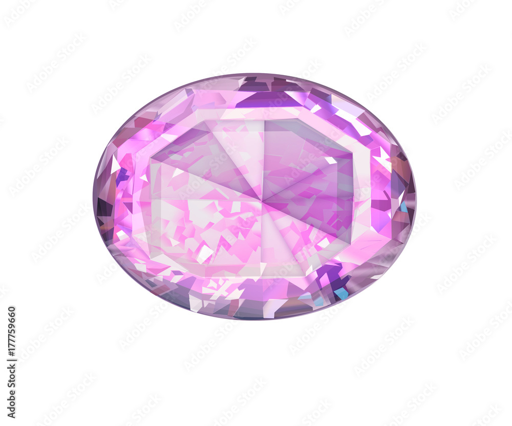 Insulated oval pink gemstone on white background. Insulated oval pink gemstone on white background.