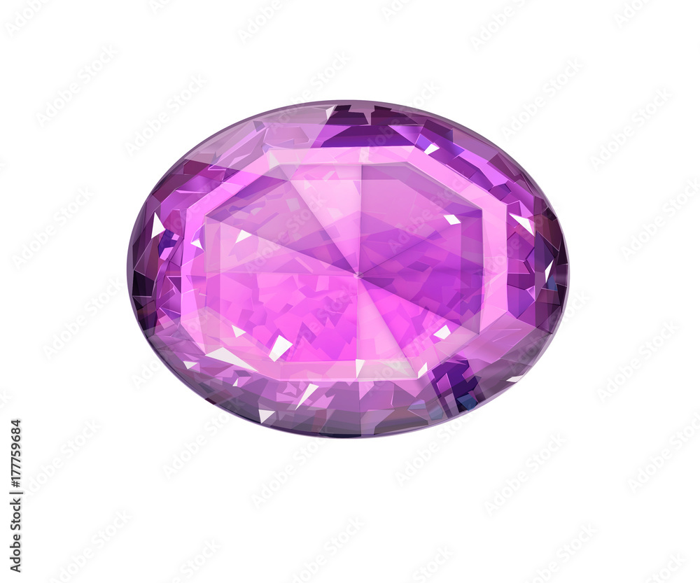 Insulated oval pink gemstone on white background. Insulated oval pink gemstone on white background.