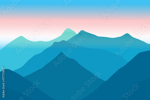 Mountains in the fog. Seamless background.