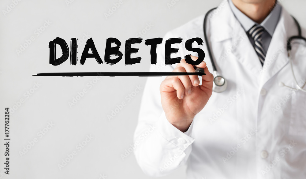 Doctor writing word DIABETES with marker, Medical concept Doctor writing word DIABETES with marker, Medical concept