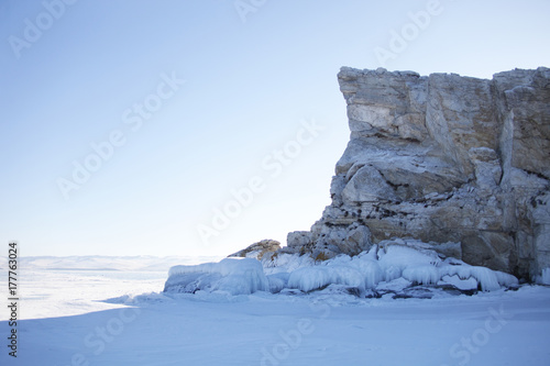 Wallpaper Mural Small rocky island of lake Baikal. Winter landscape Torontodigital.ca