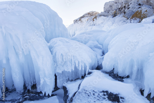 Wallpaper Mural Icicles in Borga-Dagan island rock. Winter landscape Torontodigital.ca