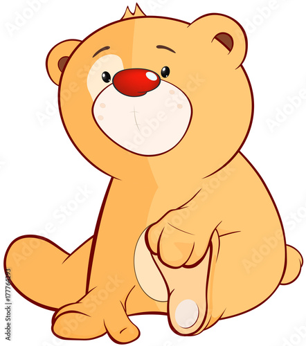 Illustration of a Stuffed Toy Bear Cub. Cartoon Character 