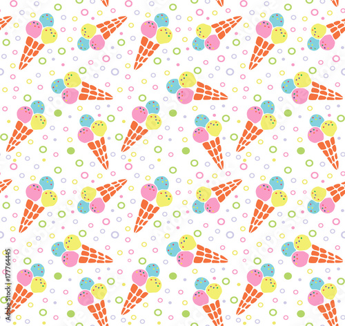 Seamless ice cream pattern, ice-cream vector, ice cream background. Beautiful sugar ornament for fabric, wrapping and textile. doodle style