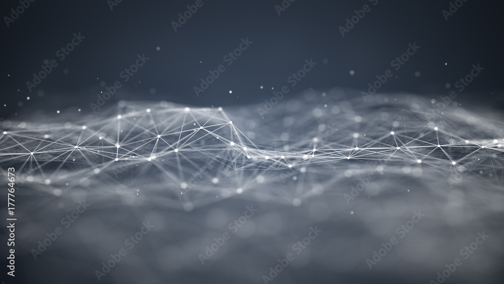 Futuristic network shape concept rendered with DOF - obrazy, fototapety, plakaty 