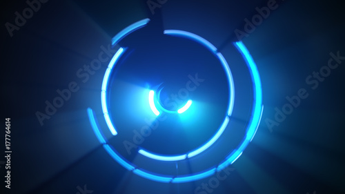Spinning blue light lines