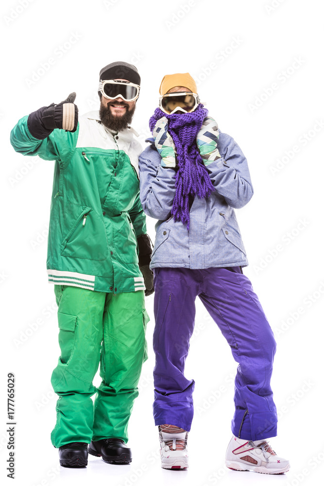 snowboarders in snowboarding glasses