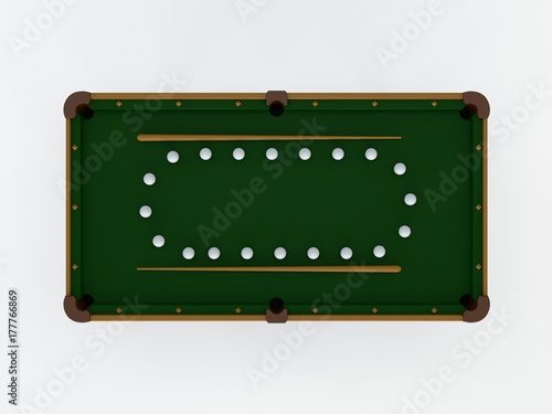 Billiard balls frame on tab...