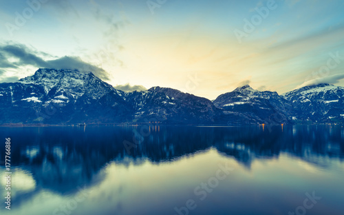 Bright sunset colors. Swiss Alps. © patma145