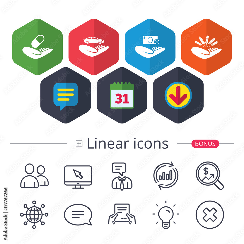 Helping hands icons. Protection and insurance. Helping hands icons. Protection and insurance.