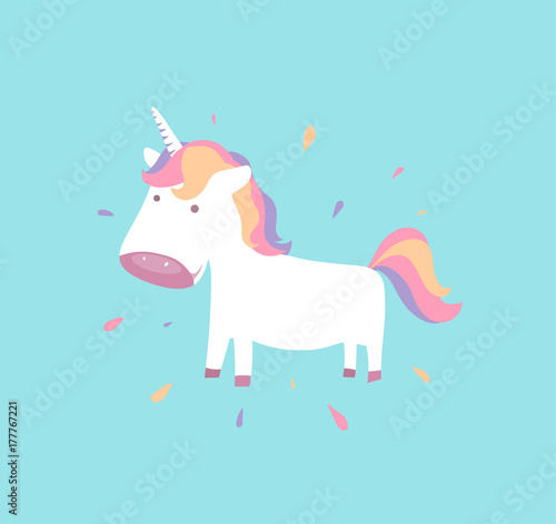 Cute unicorn. Baby pony for fairy animal concept. Child pegasus