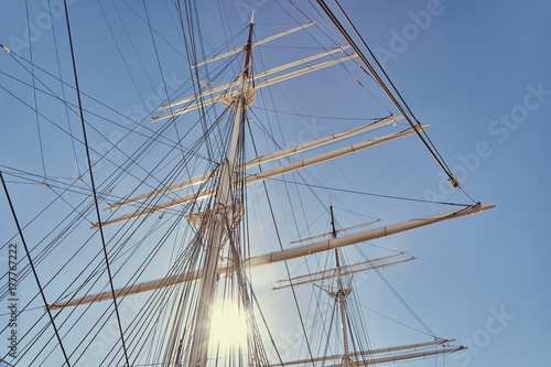 Sail masts in bright light