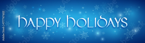 HAPPY HOLIDAYS uncial calligraphy with stars and snowflakes photo