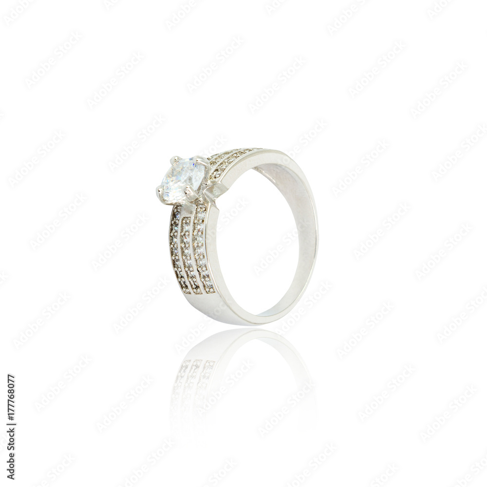 Silver diamond ring isolated on white Silver diamond ring isolated on white
