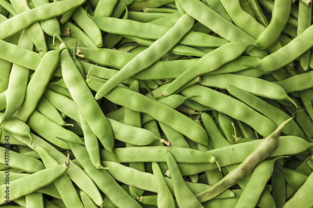 Green beans close-up at the village market . Greece. Green beans close-up at the village market . Greece.
