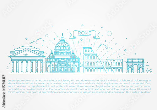 Linear vector icon for Vatican Rome Italy. Tourist attractions of Rome