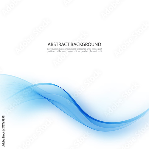 Abstract smooth color wave vector. Curve flow blue motion illustration. Smoke blue wave design