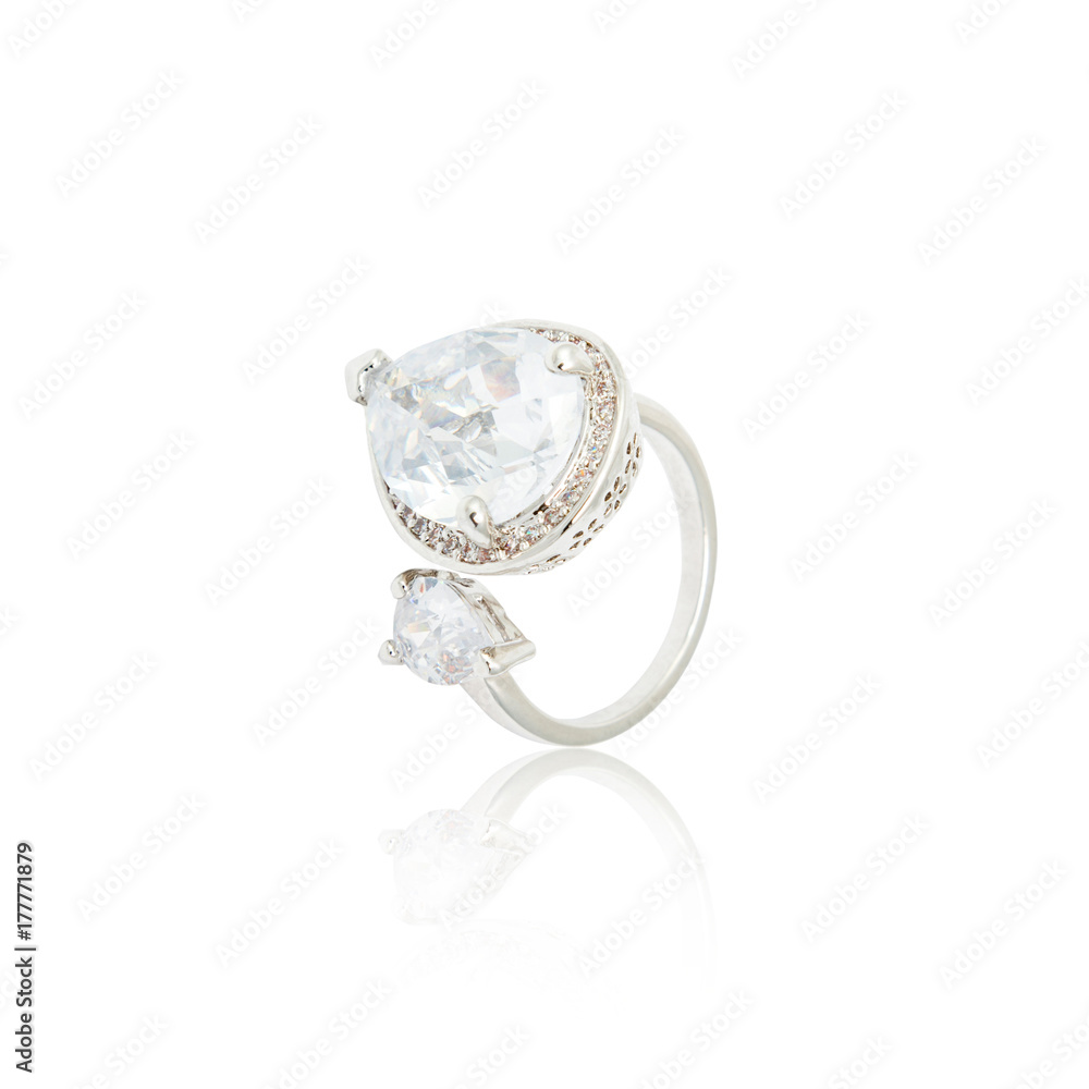 Silver diamond ring isolated on white Silver diamond ring isolated on white