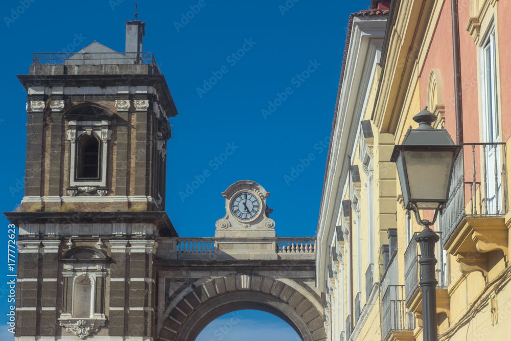 Old italian tower with clock