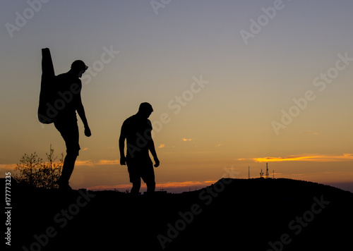 silhouette of person against a beautiful sunset .travel photos