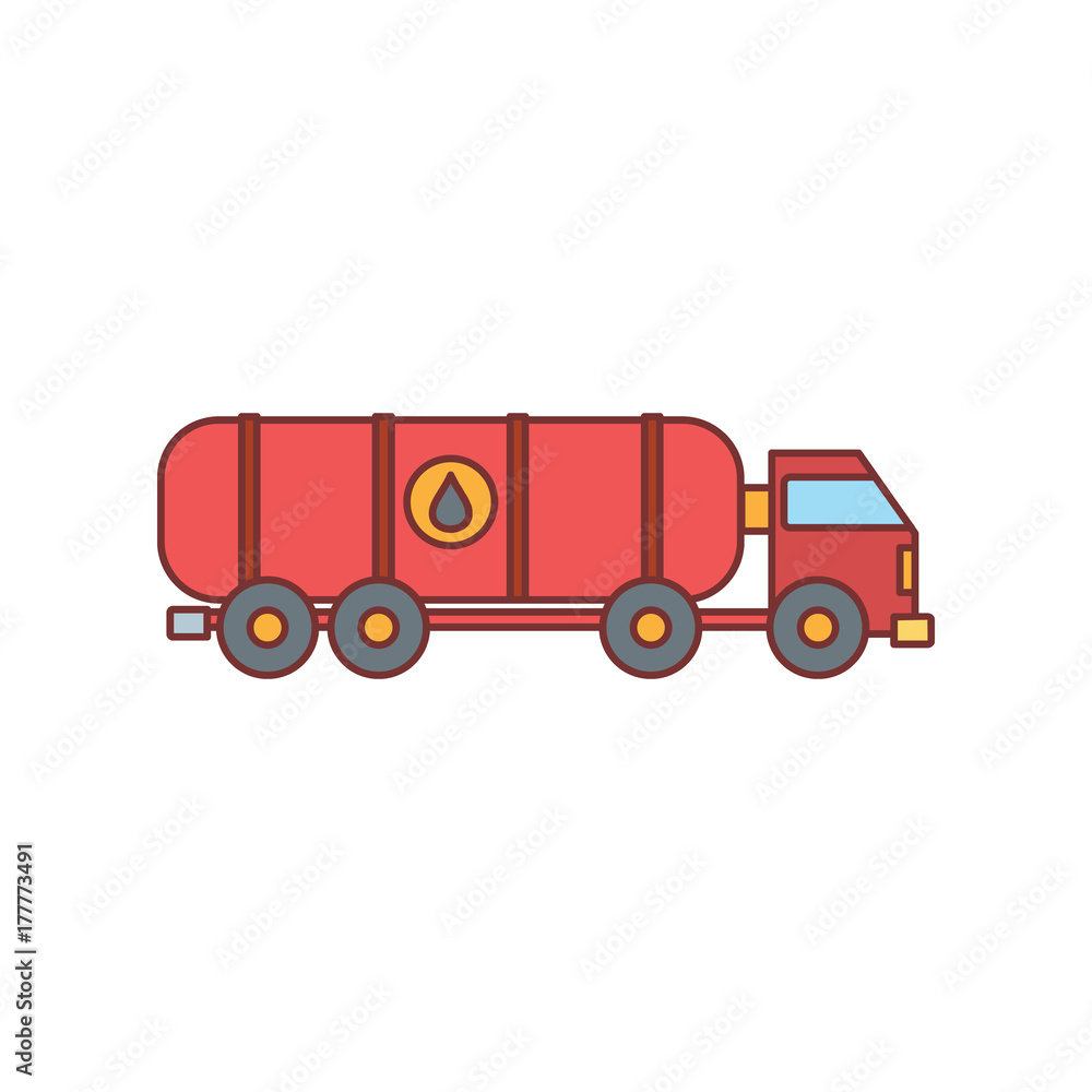 Oil truck icon, cartoon style
