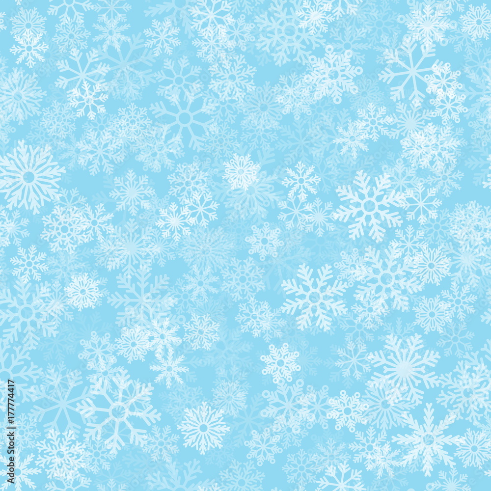 Blue Frost Effect Vector Seamless Pattern. Frozen Ice and Snow Abstract Bright Background. Winter Illustration