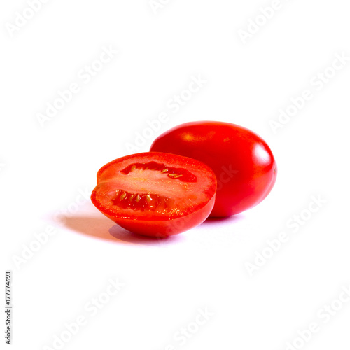 tasty red tomato on white background, isolate food photo