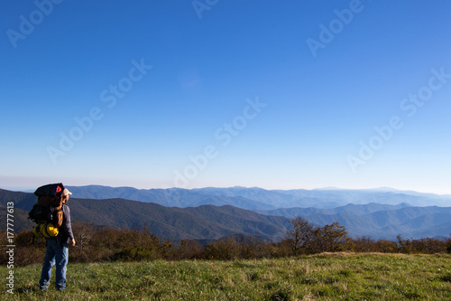 Hiker overlooking the appalachian mountains