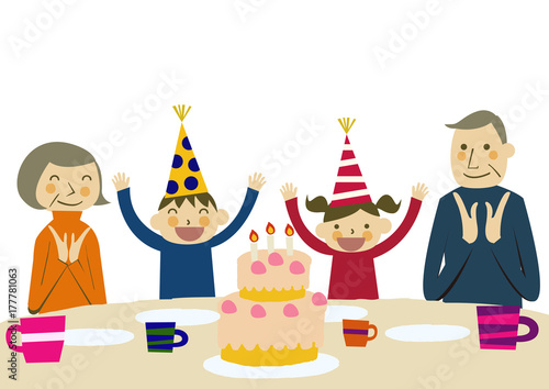 おじいさん　おばあさん　孫　パーティー