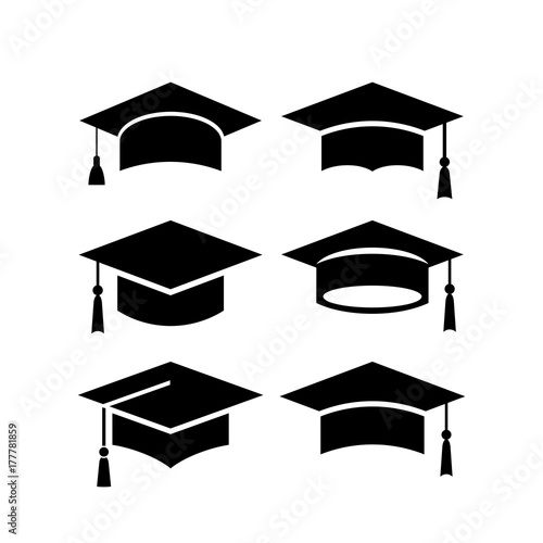 Set of academical hat vector icons photo