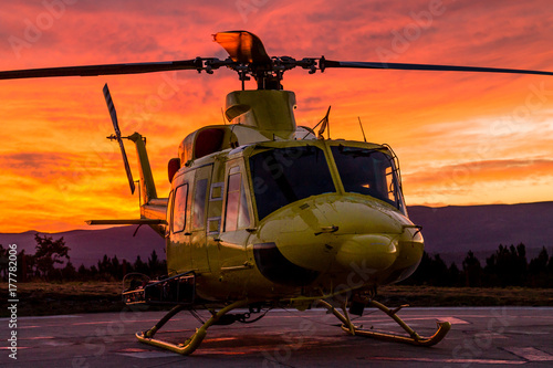 Helicopter on a sunset