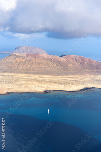 view of La Graciosa island from the Mirador del Rio, Lanzarote, Canary islands, Spain