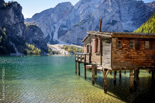 Fototapeta Naklejka Na Ścianę i Meble -  Braies Lake, Dolomites, Trentino Alto Adige, Italy