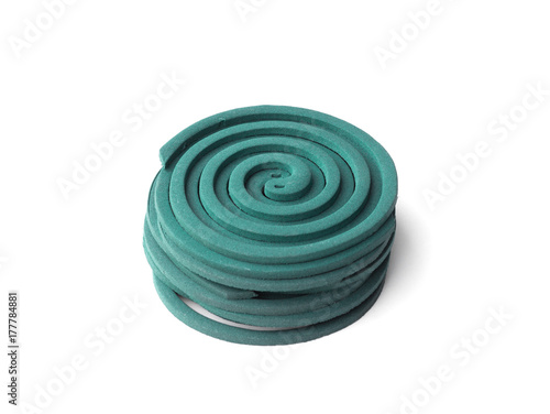 mosquito repellent coils are stacked on white background