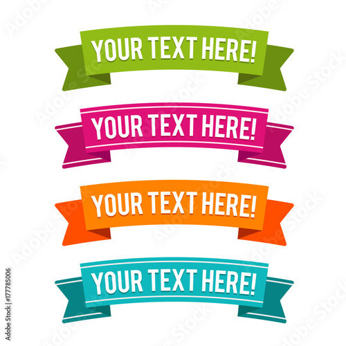 Colorful Your text here ribbons. Eps10 Vector.