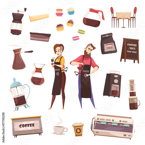 Coffee House Decorative Icons Set