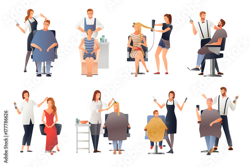 Hairdresser Human Characters Set