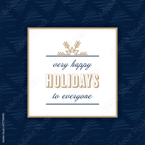 Christmas design with a blue background with snowflakes and greetings