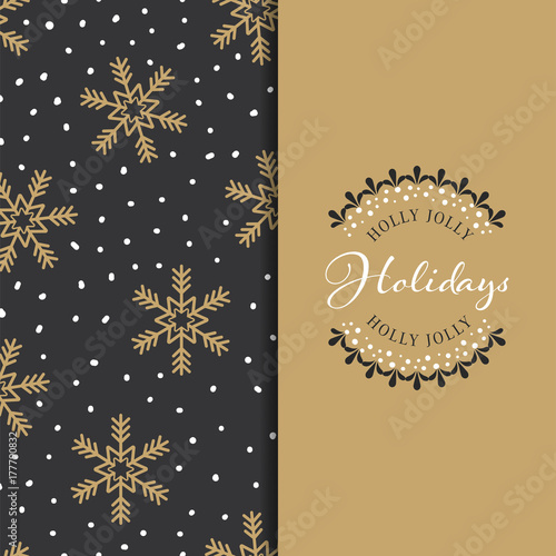 Christmas background with snowflakes and greetings