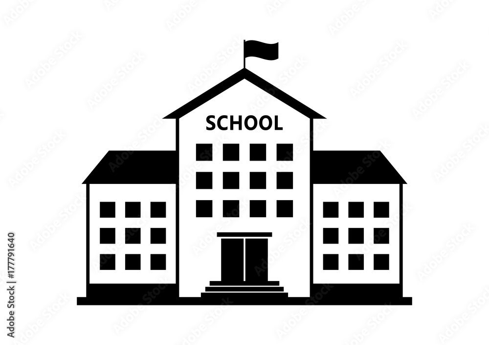 School vector icon, isolated building on white background School vector icon, isolated building on white background